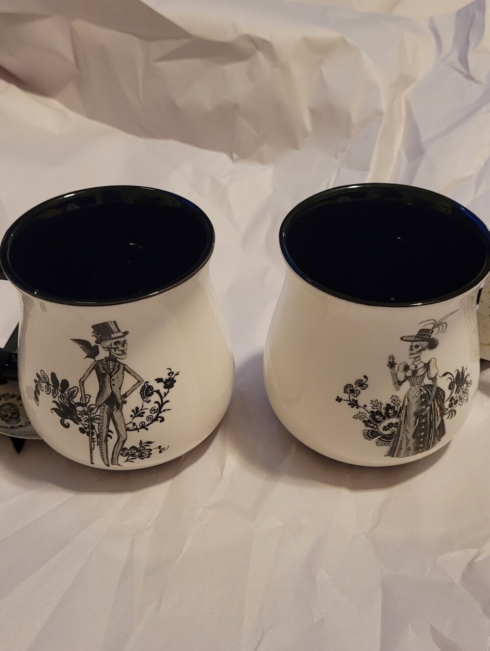 Potter's Studio Morta And Bone Coffee Tea Mug Halloween Couple Lover Veramic 2pc